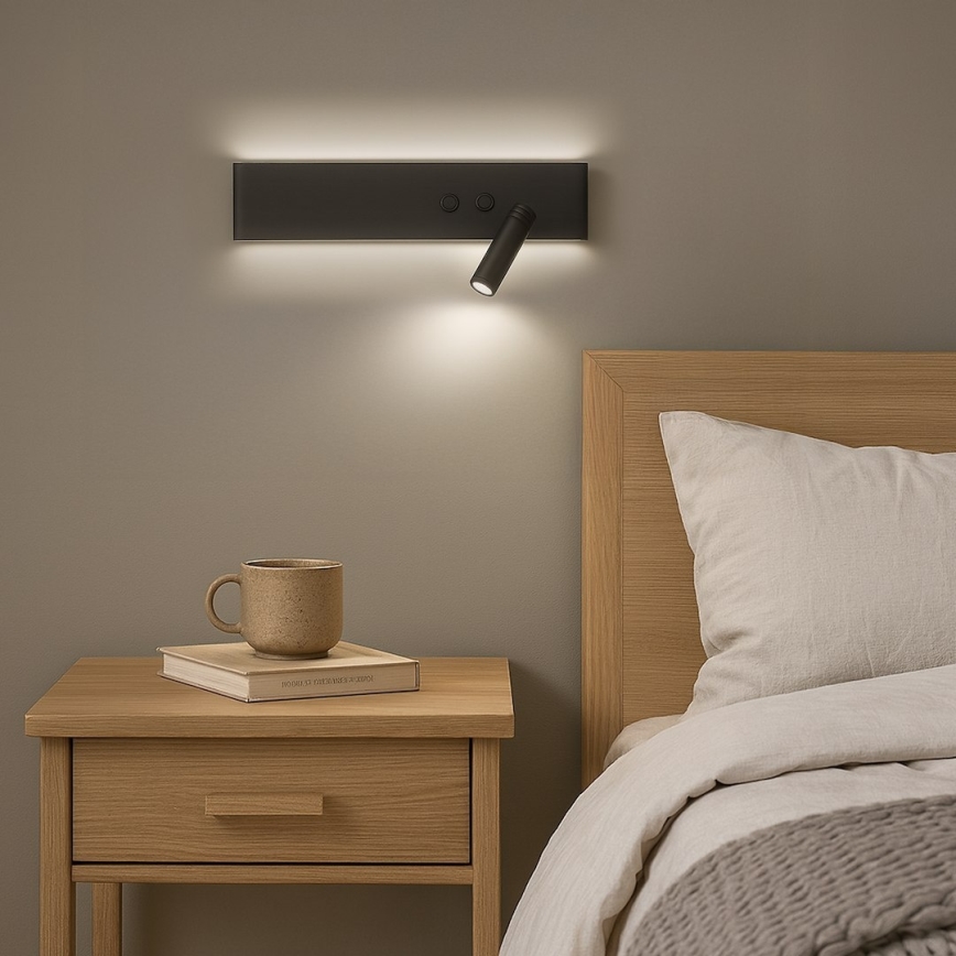 LED vægspot RESORT LED/10W/230V + LED/3W, sort, højre