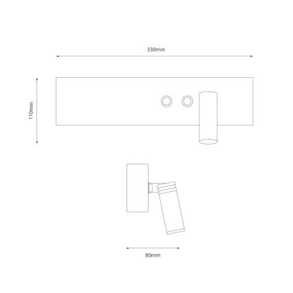 LED vægspot RESORT LED/10W/230V + LED/3W, sort, højre