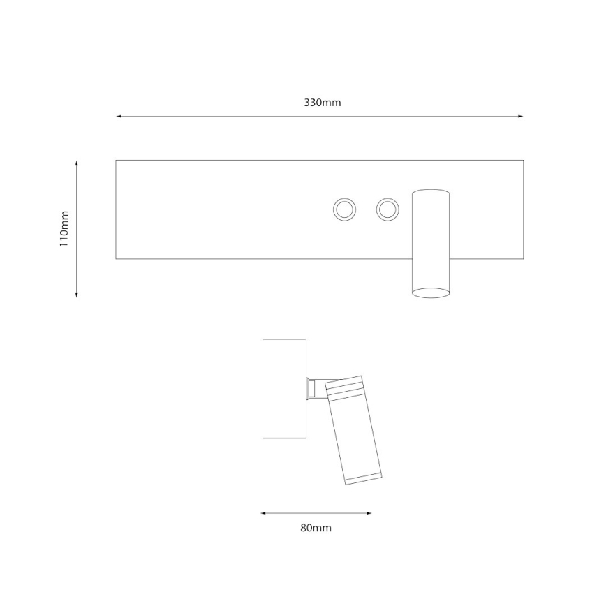 LED vægspot RESORT LED/10W/230V + LED/3W, sort, højre