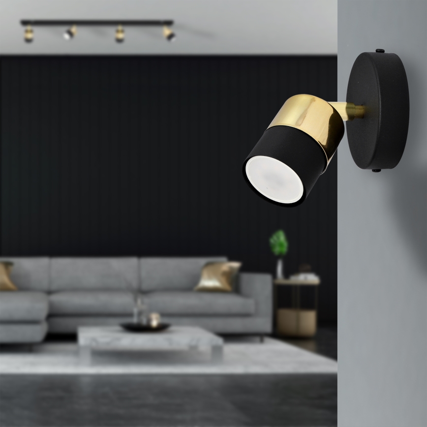 LED vægspot TUBSSON 1xGU10/4,8W/230V sort/guldfarvet