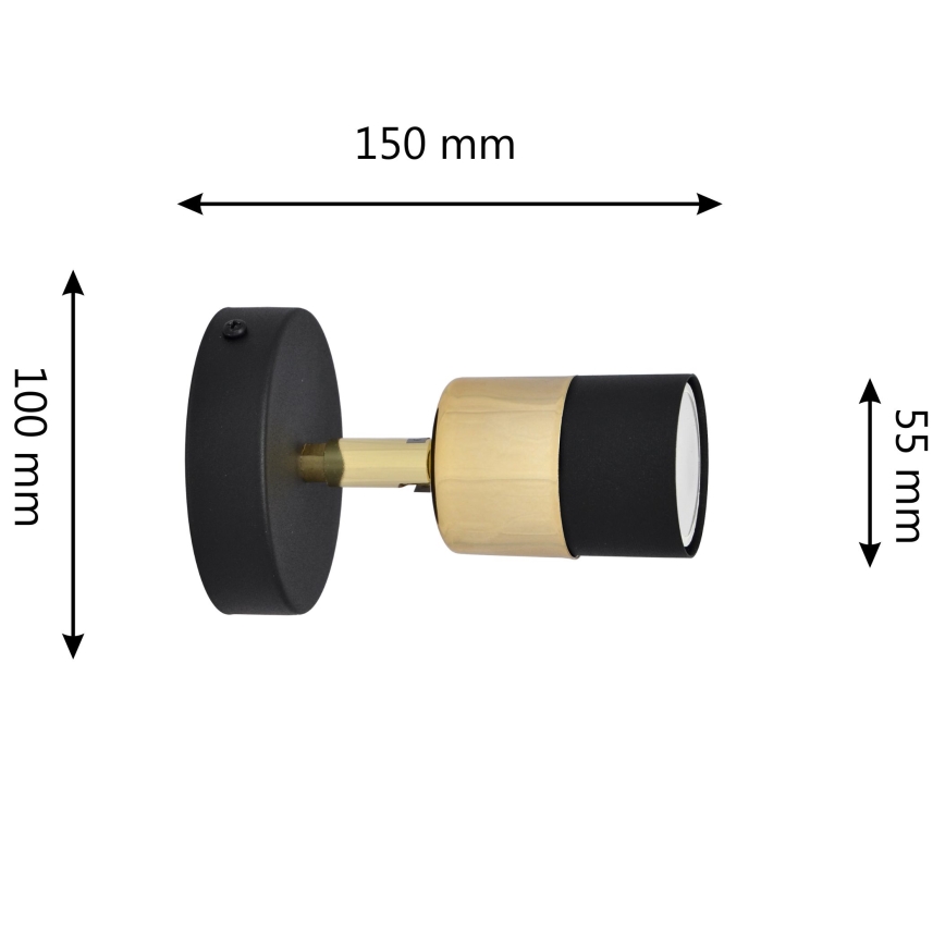 LED vægspot TUBSSON 1xGU10/4,8W/230V sort/guldfarvet