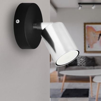 LED vægspot TUNE 1xGU10/4,8W/230V mat krom/sort