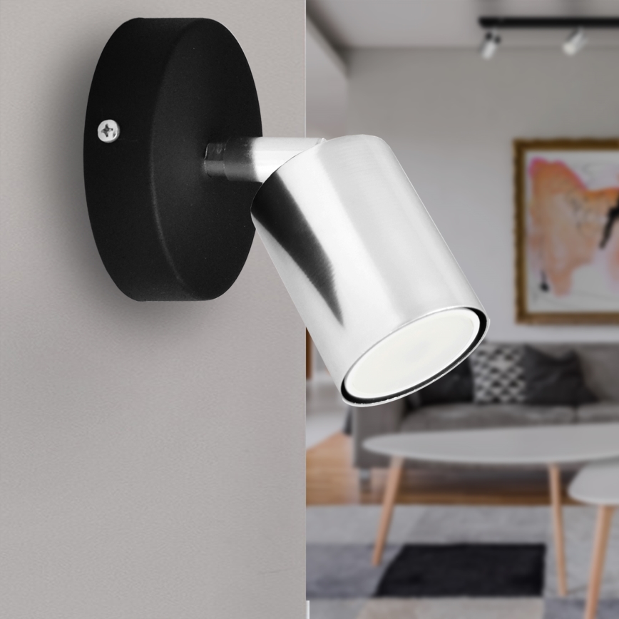 LED vægspot TUNE 1xGU10/4,8W/230V mat krom/sort