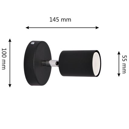 LED vægspot TUNE 1xGU10/4,8W/230V sort