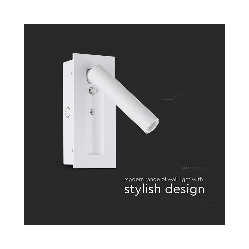 LED vægspotlampe LED/2W/230V 3000K hvid