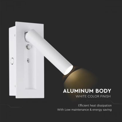 LED vægspotlampe LED/2W/230V 3000K hvid