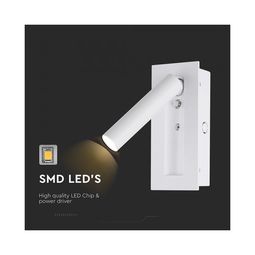 LED vægspotlampe LED/2W/230V 3000K hvid