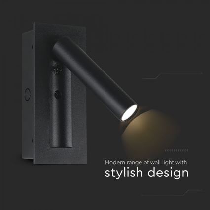 LED vægspotlampe LED/2W/230V 3000K sort