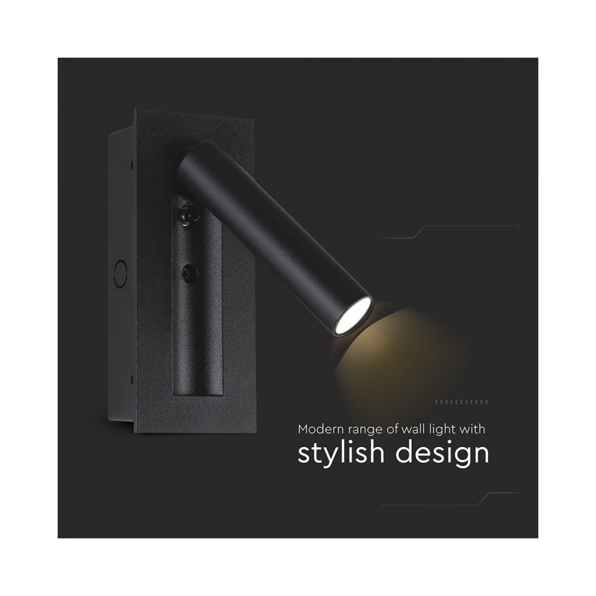 LED vægspotlampe LED/2W/230V 3000K sort