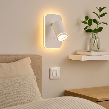 LED vægspotlampe PIPE 1xGU10/10W/230V + LED/6W hvid
