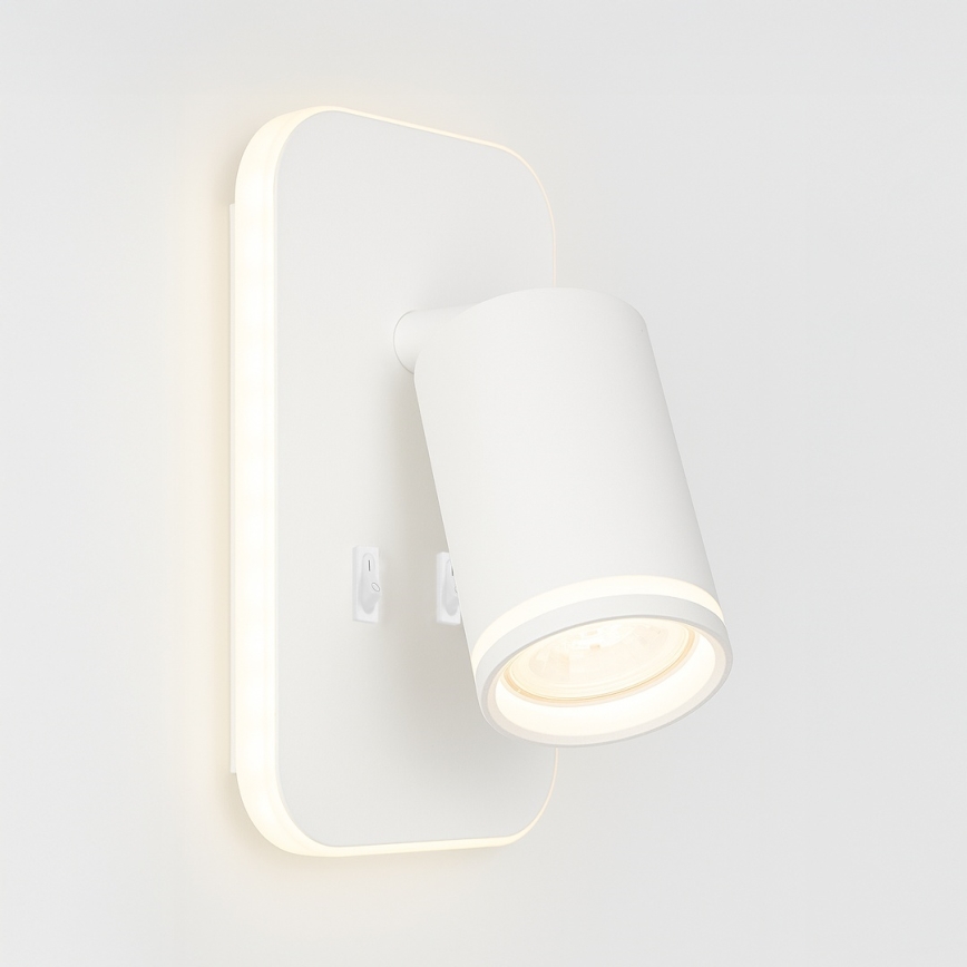 LED vægspotlampe PIPE 1xGU10/10W/230V + LED/6W hvid