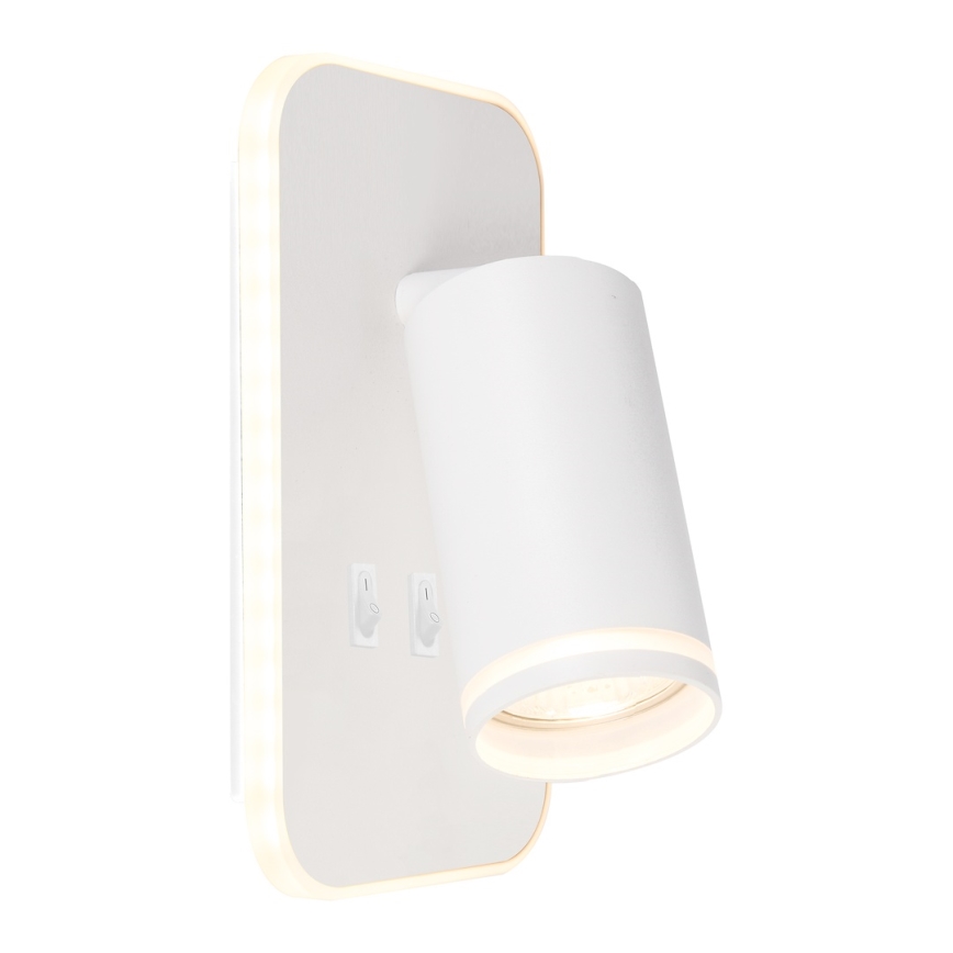 LED vægspotlampe PIPE 1xGU10/10W/230V + LED/6W hvid