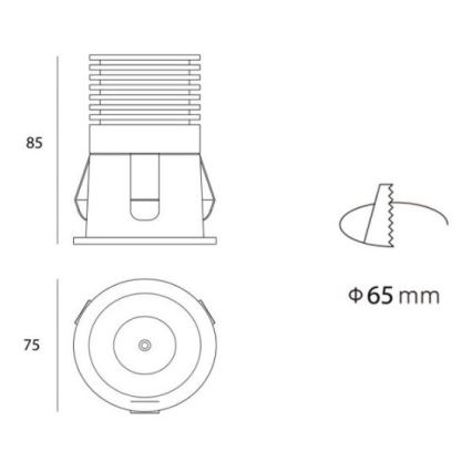 LED2 - LED indbygningsspot RAY LED/10W/230V hvid IP44