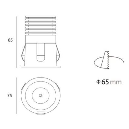 LED2 - LED indbygningsspot til badeværelse RAY LED/10W/230V sort IP44