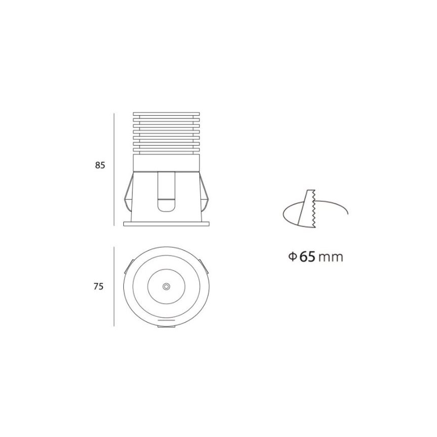LED2 - LED indbygningsspot til badeværelse RAY LED/10W/230V sort IP44