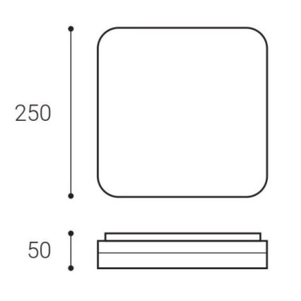 LED2 - LED loftlampe SQUARE LED/12W/230V IP54 3000/4000/5700K