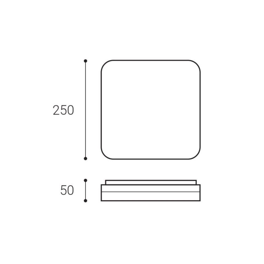 LED2 - LED loftlampe SQUARE LED/12W/230V IP54 3000/4000/5700K