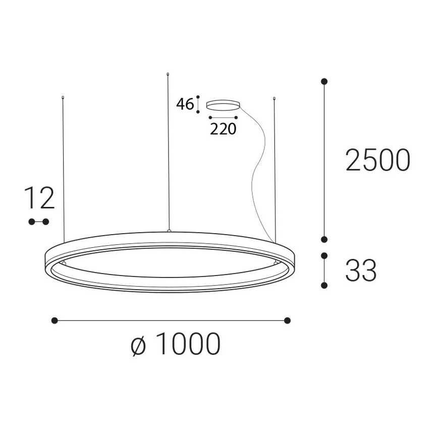 LED2 - LED pendel dæmpbar CIRCLE LED/80W/230V 3000K/4000K diameter 100 cm hvid