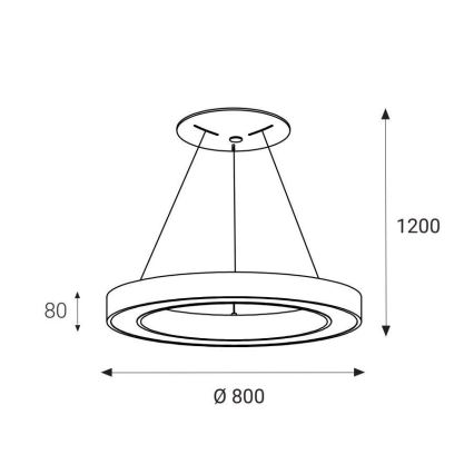 LED2 - LED pendel SATURN LED/80W/230V 3000K diameter 80 cm hvid