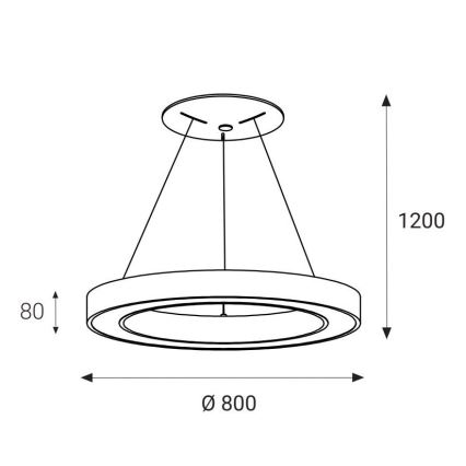 LED2 - LED pendel SATURN LED/80W/230V 3000K diameter 80 cm sort