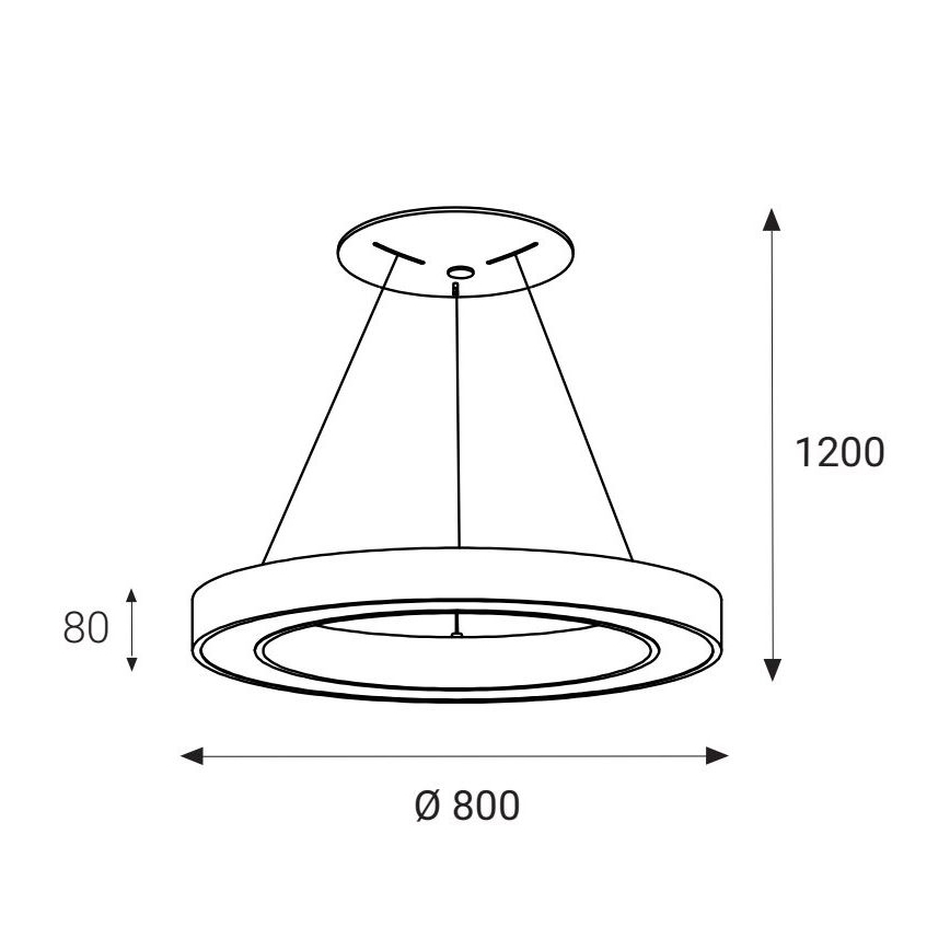 LED2 - LED pendel SATURN LED/80W/230V 3000K diameter 80 cm sort