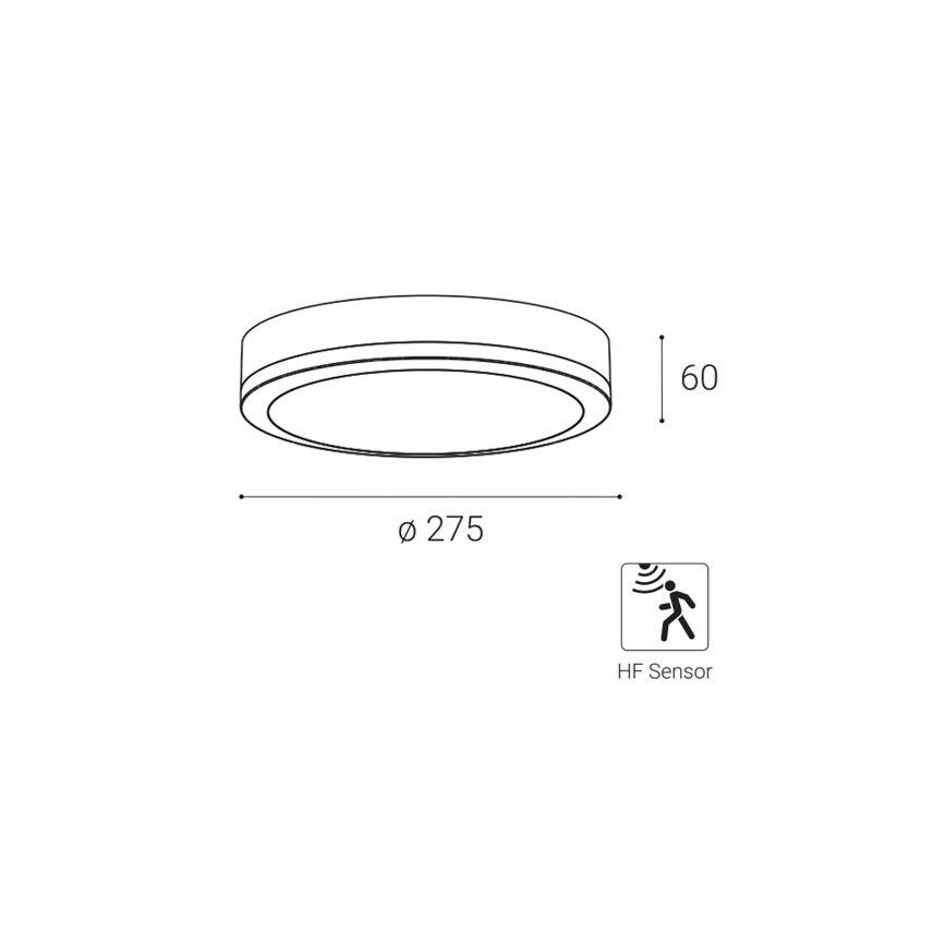 LED2 - Udendørs LED loftlampe med sensor KERY LED/18W/230V IP65 sort