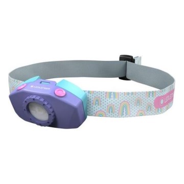 Ledlenser KIDLED2 RAINBOW - Dæmpbar LED-pandelampe til børn LED/1xAAA IPX4 40 lm 20h lilla