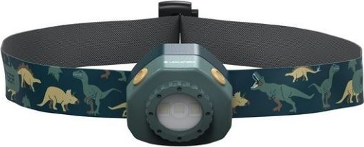 Ledlenser KIDLED4R DINO - LED dæmpbar genopladelig pandelampe til børn LED/280 mAh IPX4 40 lm 18 timer grøn