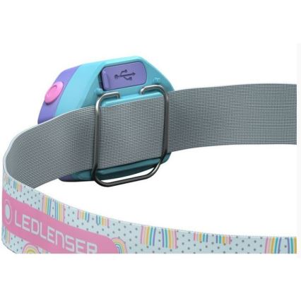 Ledlenser KIDLED4R RAINBOW - LED-dæmpbar genopladelig pandelampe til børn LED/280 mAh IPX4 40lm 18 h lilla