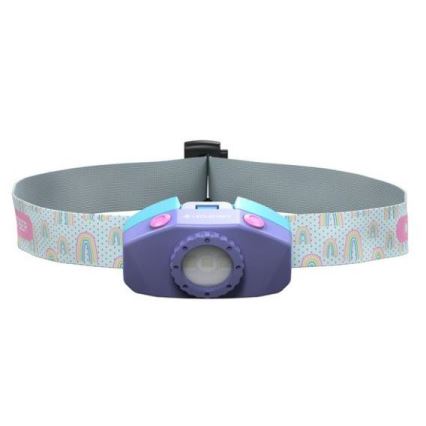 Ledlenser KIDLED4R RAINBOW - LED-dæmpbar genopladelig pandelampe til børn LED/280 mAh IPX4 40lm 18 h lilla