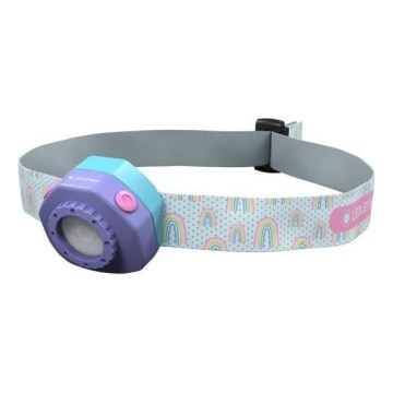 Ledlenser KIDLED4R RAINBOW - LED-dæmpbar genopladelig pandelampe til børn LED/280 mAh IPX4 40lm 18 h lilla