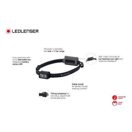 Ledlenser NEO3 - dæmpbar LED-pandelampe LED/3xAAA IP54 400 lm 20 h sort