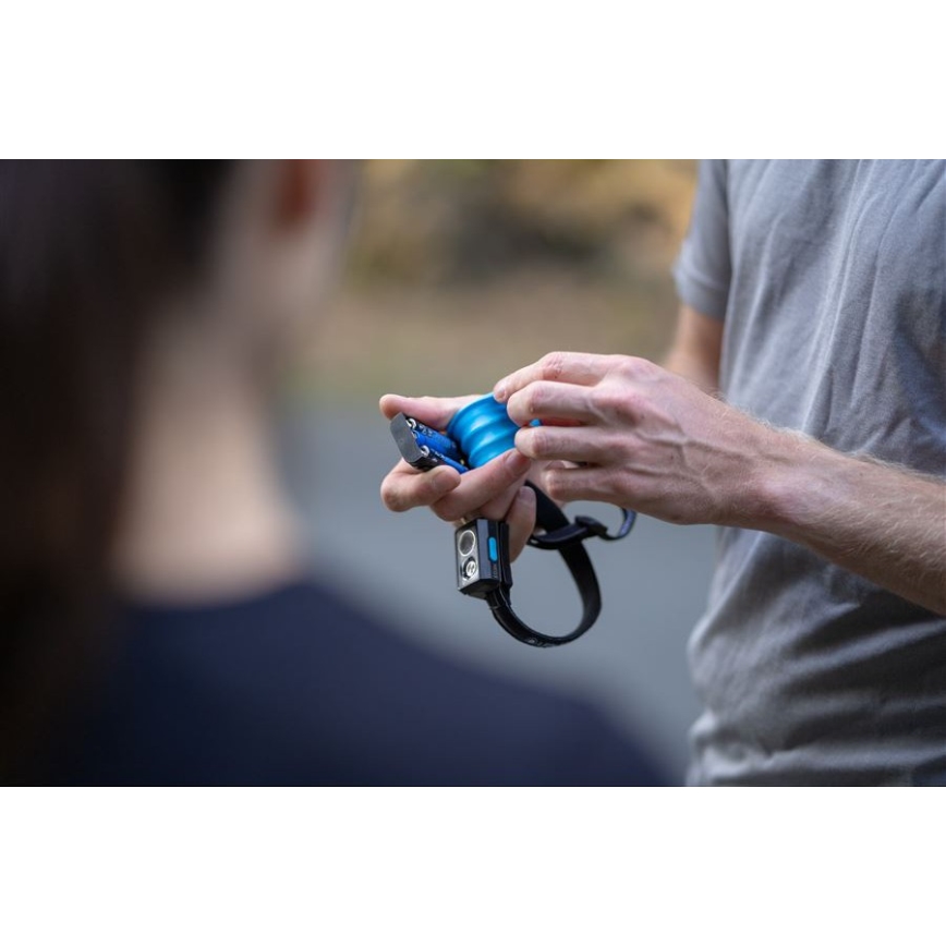 Ledlenser NEO3 - LED-dæmpbar pandelampe LED/3xAAA IP54 400 lm op til 20 timer blå