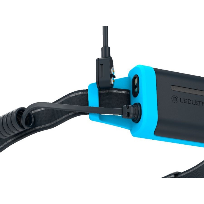 Ledlenser NEO5R - Dæmpbar genopladelig LED-pandelampe 1800 mAh IP54 600 lm 35 timer blå