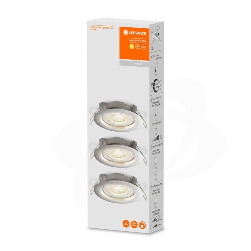 Ledvance - 3x LED indbygningsspot dæmpbar SIMPLE LED/4,9W/230V