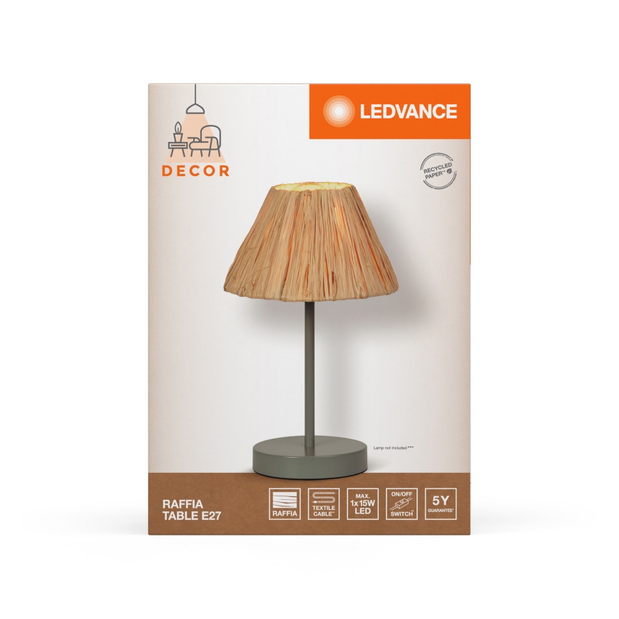 Ledvance - Bordlampe DECOR RAFFIA 1xE27/15W/230V raffia bast