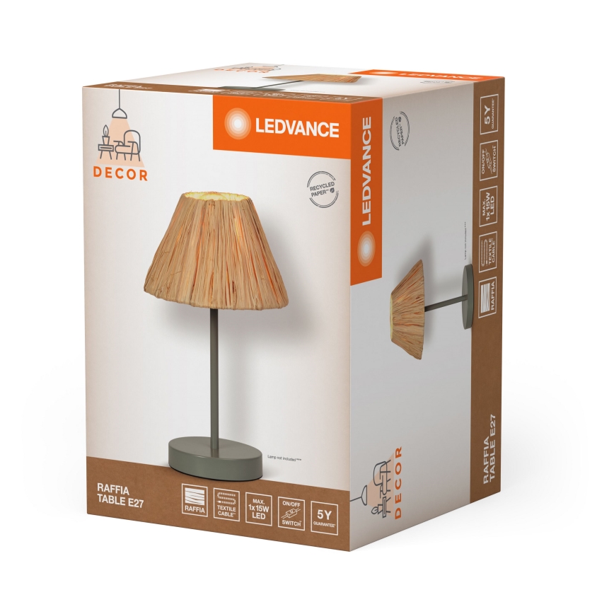Ledvance - Bordlampe DECOR RAFFIA 1xE27/15W/230V raffia bast