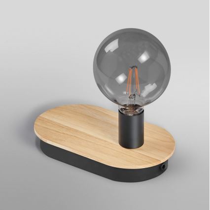 Ledvance - Bordlampe m. touch-funktion med USB connector DECOR WOOD 1xE27/8W/230V gummitræ