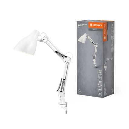 Ledvance - Bordlampe med klemme PEAR 1xE27/11W/230V hvid
