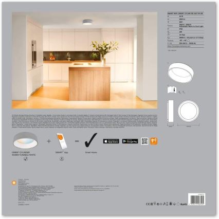 Ledvance - Dæmpbar LED-armatur SMART+ CYLINDER LED/26W/230V 3000K-6500K Wi-Fi