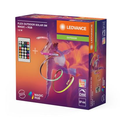 Ledvance - RGB-LED dæmpbar solcelledrevet FLEX MAGIC 5m LED/1,6W/5V + fjernbetjening