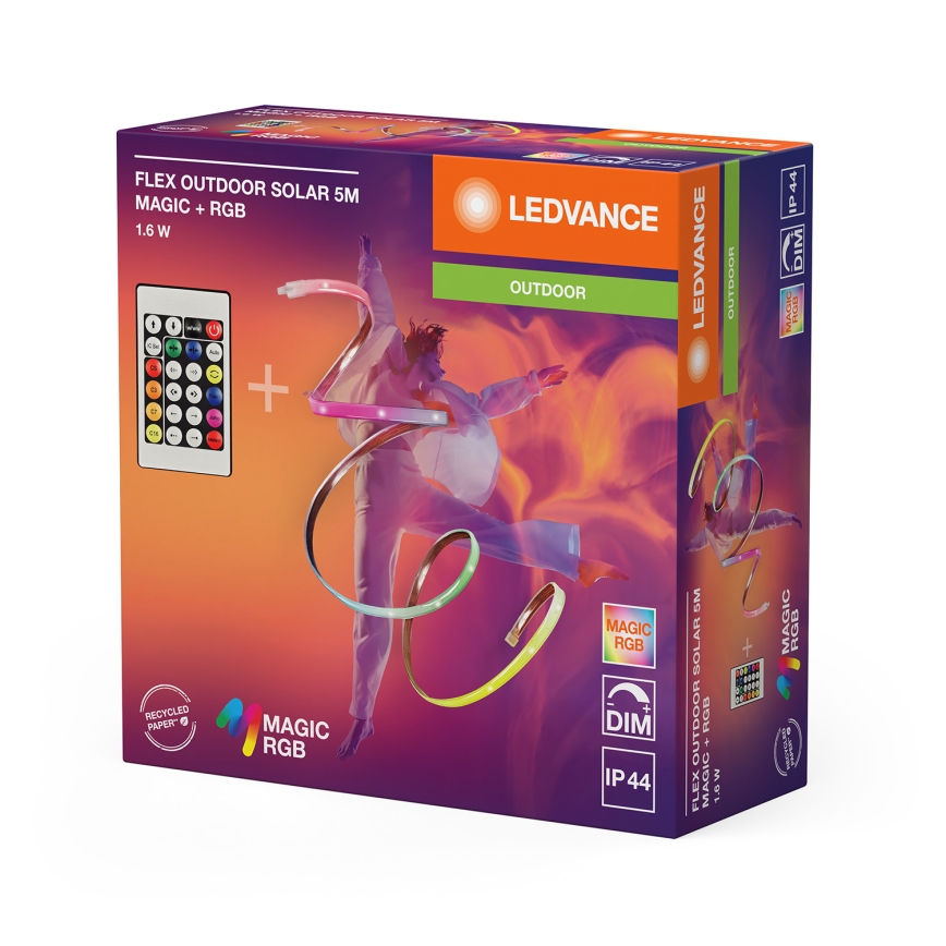 Ledvance - RGB-LED dæmpbar solcelledrevet FLEX MAGIC 5m LED/1,6W/5V + fjernbetjening