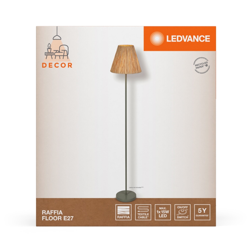 Ledvance - Gulvlampe DECOR RAFFIA 1xE27/15W/230V raffia bast