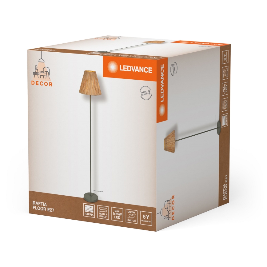 Ledvance - Gulvlampe DECOR RAFFIA 1xE27/15W/230V raffia bast