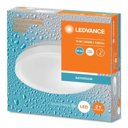 Ledvance - LED badeværelsesloftarmatur med indbygget skumringssensor CEILING ROUND LED/18W/230V IP44