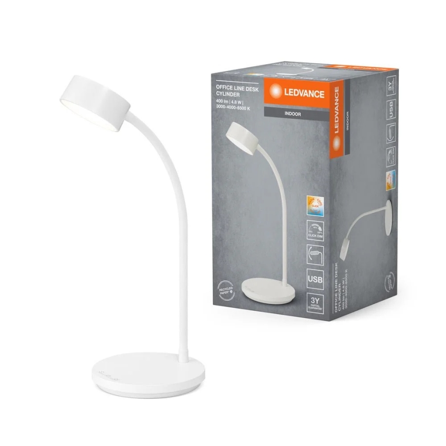 Ledvance - LED dæmpbar berøringsbordlampe OFFICE LED/4,8W/5V 3000-6500K hvid