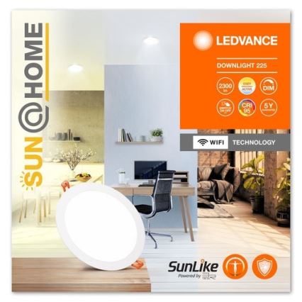 Ledvance - LED indbygningslampe dæmpbar SUN@HOME LED/22W/230V 2200-5000K CRI 95 Wi-Fi