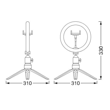 Ledvance - LED bordlampe dæmpbar med et stativ og holder til vlogging LED/5,5W/USB 3000/4000/6500K
