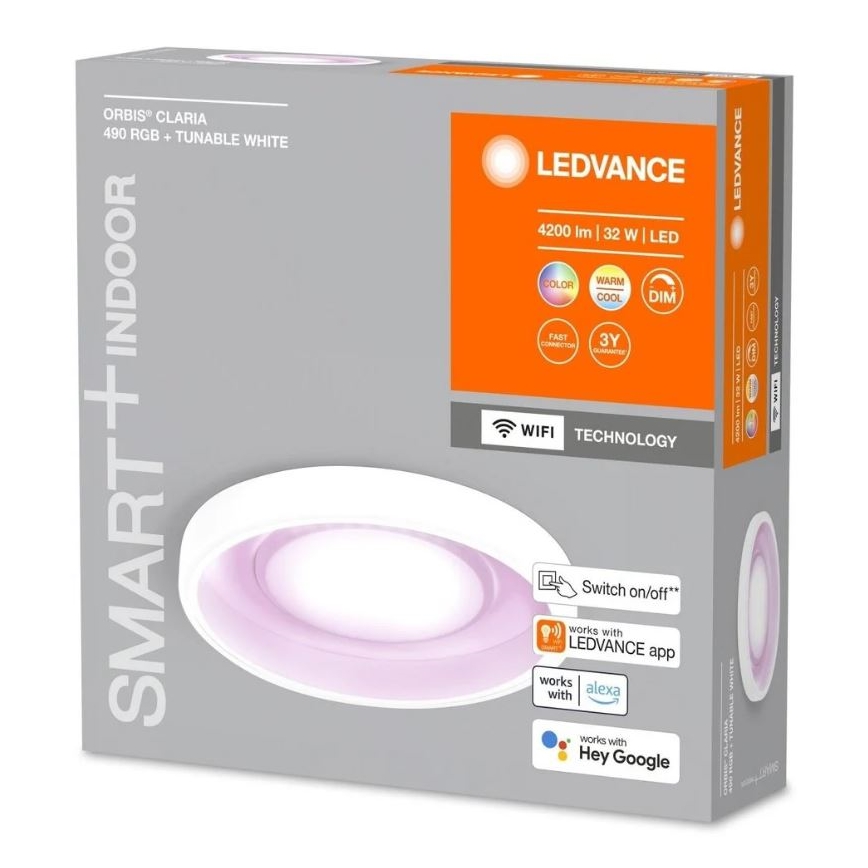 Ledvance- LED loftlampe dæmpbar RGBW-farver SMART+ CLARIA LED/32W/230V 2700-6500K Wi-Fi