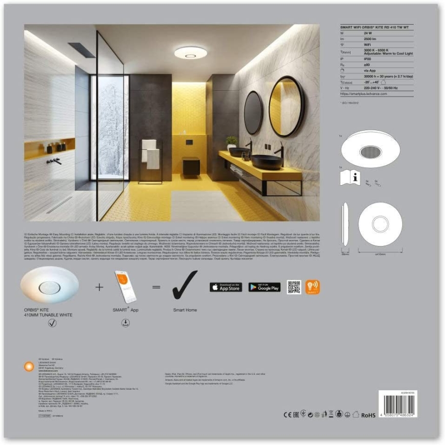 Ledvance - LED loftlampe dæmpbar SMART+ KITE LED/24W/230V 3000K-6500K Wi-Fi